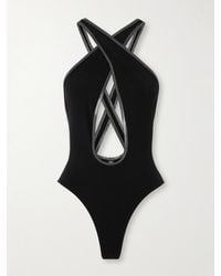 Lisa Marie Fernandez - Pretzel Cutout Metallic-Trimmed Crepe Swimsuit - Lyst