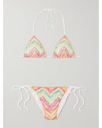 Missoni - Mare Striped Metallic Crochet-Knit Triangle Bikini - Lyst