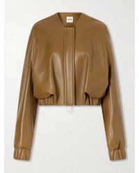 KHAITE - Cordan Cropped Leather Bomber Jacket - Lyst