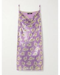 Versace - Embellished Floral-Print Chainmail Mini Dress - Lyst