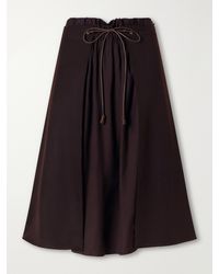 Moncler - Leather-Trimmed Wool-Gabardine Midi Skirt - Lyst