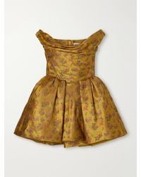Vivienne Westwood - Bagatelle Off-The-Shoulder Gathered Floral-Jacquard Duchess-Silk Mini Dress - Lyst