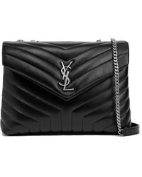 Saint Laurent Loulou Medium Quilted Leather Shoulder Bag - Black