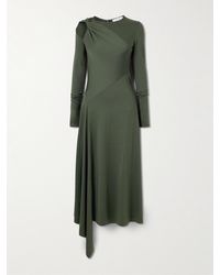 Victoria Beckham - Robe Midi Asymétrique En Jersey Stretch À Découpe Et À Torsade - Lyst