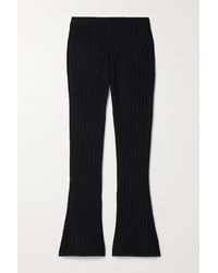 Dodo Bar Or Sophia Pointelle-knit Flared Trousers - Black