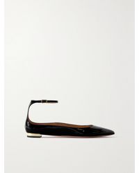 Aquazzura - Love Affair Patent-Leather Point-Toe Flats - Lyst