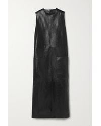 The Row Worthy Paneled Leather Midi Dress - Black