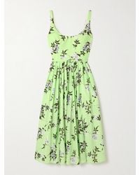 Emilia Wickstead - Eglantine Belted Gathered Floral-Print Cotton-Poplin Midi Dress - Lyst