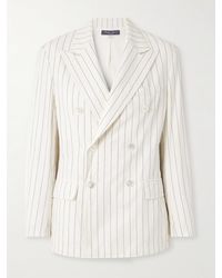 Ralph Lauren - Blazer Aus Einer Mischung Aus Baumwolle, Leinen Und Wolle Mit Nadelstreifen - Lyst