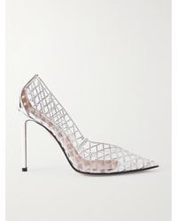 Aquazzura - Lumiere 105 Pumps Aus Pvc Mit Cut-Outs, Kristallen Und Besätzen Aus Metallic-Leder - Lyst