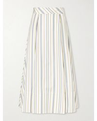 Thierry Colson - Wynona Pleated Striped Cotton-Gabardine Midi Skirt - Lyst