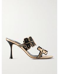 Manolo Blahnik - Aplinanu 90 Two-Tone Leather Sandals - Lyst