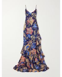 Etro - Floral-Print Ruffled Crepon Maxi Dress - Lyst