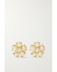 Jennifer Meyer Mini Flower Ohrstecker Aus 18 Karat Gold Mit Perlen Und Diamanten in Mettallic Damen Schmuck Ohrringe und Ohrmanschetten 