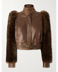 Chloé - Cropped Shearling-Trimmed Leather Jacket - Lyst