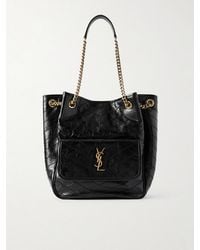 Saint Laurent - Niki Small Crinkled-Leather Tote - Lyst