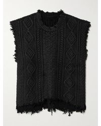 R13 - Pull Sans Manches En Coton Enduit À Mailles Torsadées Effet Vieilli - Lyst
