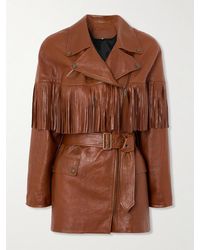 Chloé - Belted Fringed Leather Jacket - Lyst