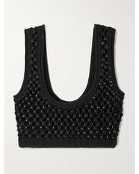 DIOTIMA - Lady Cropped Crystal-Embellished Crocheted Cotton-Blend Top - Lyst