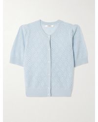 FRAME - The Delicate Pointelle-Knit Cashmere Cardigan - Lyst