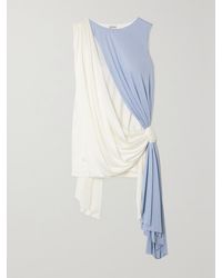 Loewe - Asymmetric Knotted Draped Silk Crepe De Chine Top - Lyst