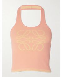 Loewe - Paula's Ibiza Verkürztes Neckholder-Oberteil Aus Geripptem Stretch-Jersey Mit Jacquard-Motiv - Lyst