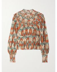Ulla Johnson - Noor Printed Fil Coupé Cotton-Blend Crepon Blouse - Lyst