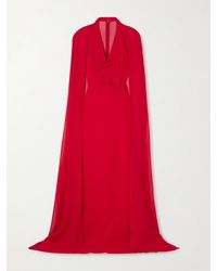Elie Saab - Cape-Effect Bow-Embellished Crepe Gown - Lyst