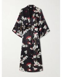 Olivia Von Halle - Queenie Belted Floral-Printed Silk-Satin Robe - Lyst