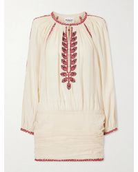Isabel Marant - Ludy Floral-Embroidered Organic Cotton Mini Dress - Lyst
