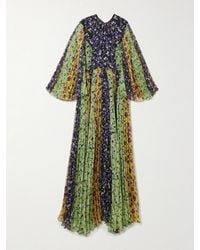 La DoubleJ - Angel Pleated Printed Chiffon Maxi Dress - Lyst