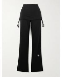 adidas By Stella McCartney - Layered Organic Cotton-Blend Jersey Flared Track Pants - Lyst