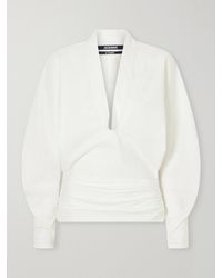 Jacquemus - La Blouse Colombe Ruched-Detail Cotton-Poplin Blouse - Lyst