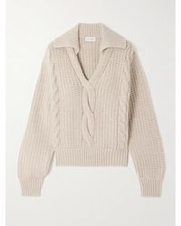 Magda Butrym - Ribbed And Cable-Knit Cashmere Polo Shirt - Lyst