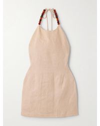 SIR. - Moretti Minikleid Aus Leinen Mit Neckholder Und Zierperlen - Lyst