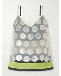 Marni - Overlayed Mother Of Pearl-Embellished Organza And Wool Cami - Lyst