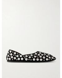 KHAITE - Jane Studded Suede Flats - Lyst