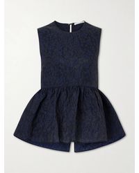 Cecilie Bahnsen - Margueritte Embroidered Cotton-Blend Cloqué Peplum Top - Lyst