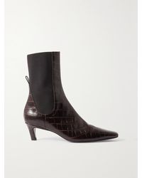 TOTEME - The Mid Heel Stiefel Aus Leder Mit Krokodileffekt - Lyst