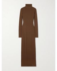 ÉTERNE - Ribbed Stretch-Cotton And Modal-Blend Turtleneck Maxi Dress - Lyst