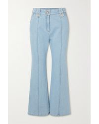 Hoch Sitzende Bootcut-jeans in Blau Paco Rabanne Denim Verkürzte Damen Bekleidung Jeans Bootcut Jeans 