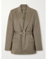 Victoria Beckham - Belted Wool-Blend Twill Blazer - Lyst