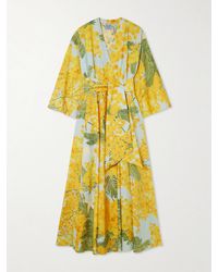 Thierry Colson - Almudena Midi-Wickelkleid Aus Baumwollpopeline Mit Blumenprint Und Bindegürtel - Lyst