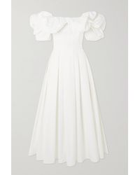 Alexander McQueen - Off-the-shoulder Ruffled Pleated Cotton-poplin Maxi Dress - Lyst
