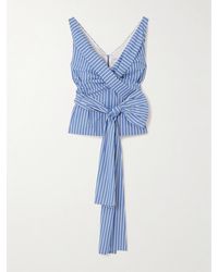 Dries Van Noten - Bow-Embellished Striped Cotton-Poplin Top - Lyst
