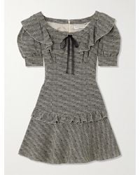 Alessandra Rich - Tiered Leopard-Print Silk Mini Dress - Lyst