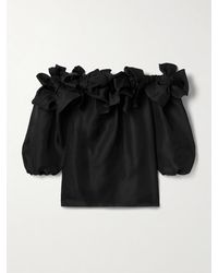 Carolina Herrera - Off-The-Shoulder Bow-Detailed Silk Blouse - Lyst