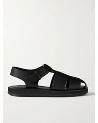 The Row - Fisherman Woven Textured-Leather Sandals - Lyst