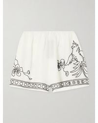 Bode - Cockatoo Tap Bead-Embellished Cotton And Silk-Blend Shorts - Lyst