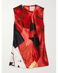 ROKSANDA - Kiara Draped Printed Satin Tank - Lyst